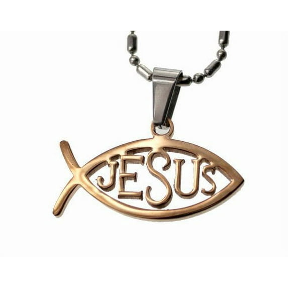 R.H. Jewelry Jesus Fish Pendant Necklace Stainless Steel Jewelry.