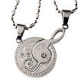 thumbnail image 1 of R.H. Jewelry Men Women Stainless Steel Pendant, Musical Note Couple Matching Set Silver-tone Necklace, 1 of 3