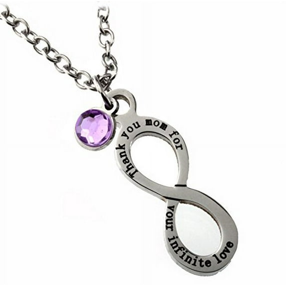 R.H. Jewelry Mother Pendant with Purple Acrylic Crystal Mother's Infinity Love Necklace