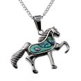 thumbnail image 1 of R.H Jewelry Simulated Abalone Shell Inlaid Stainless Steel, Horse Design Pendant Necklace, 1 of 3