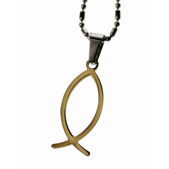 R.H. Jewelry Stainless Steel Christian Symbols Fish Pendant Necklace