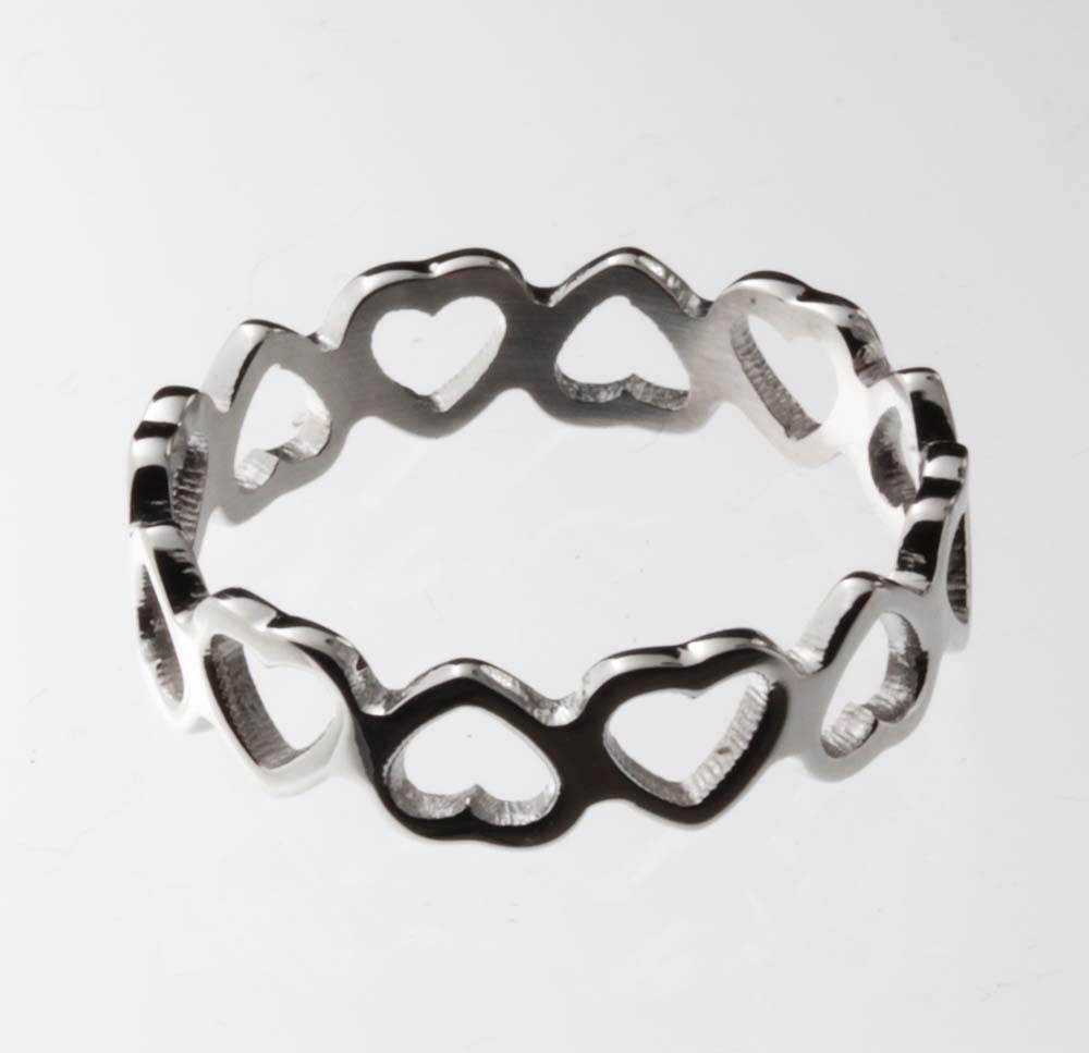 Womens 5x5mm Round Cut Clear CZ 316 Stainless Steel Wedding 2 Ring Set - LA NY Jewelry