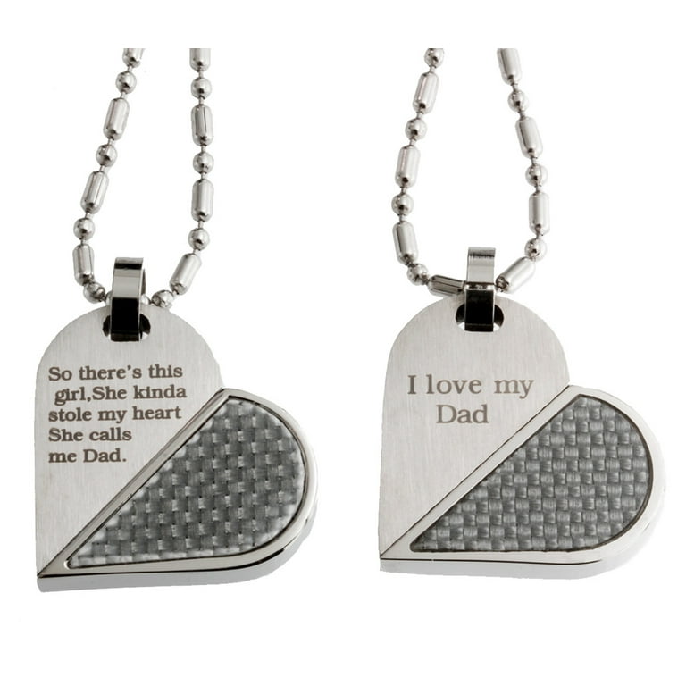 R.H. Jewelry Stainless Steel Matching Transform Heart Father and