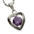 thumbnail image 1 of R.H. Jewelry Stainless Steel Mother's Purple Crystal Heart Pendant Necklace, 1 of 4