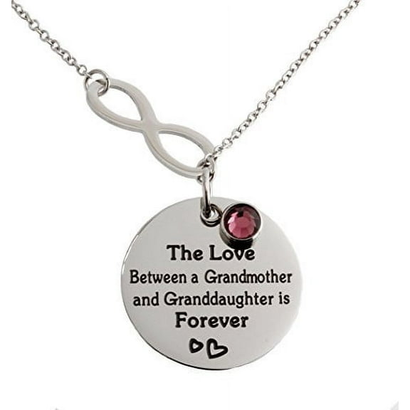 R.H. Jewelry Stainless Steel Necklace, Grandma and Granddaught Infinity Love Pendant With Purple Charm