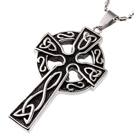 R.H. Jewelry Stainless Steel Pendant High Celtic Knots Cross