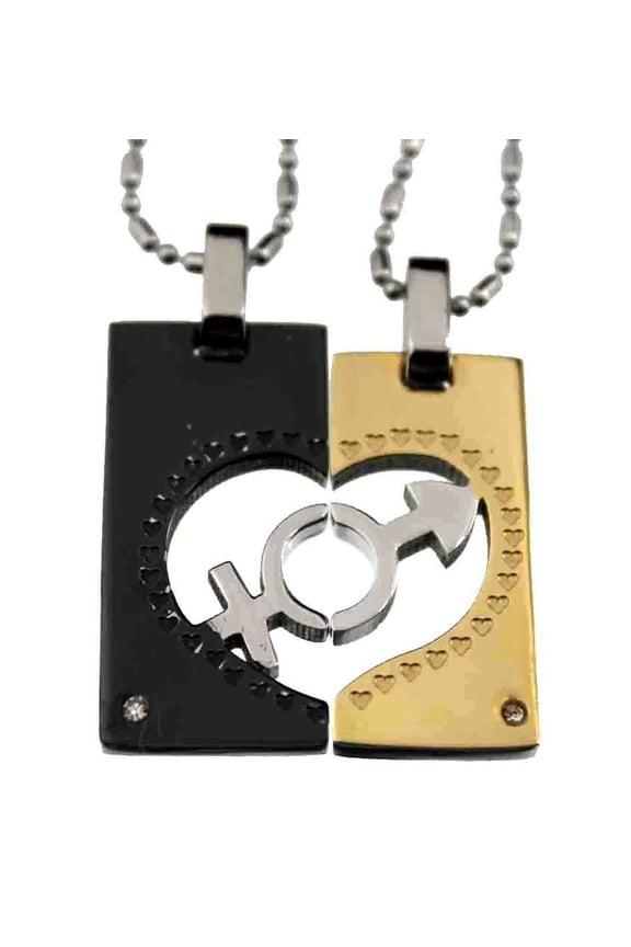 Stainless Steel Pendant Lovers Couple Matching Set
