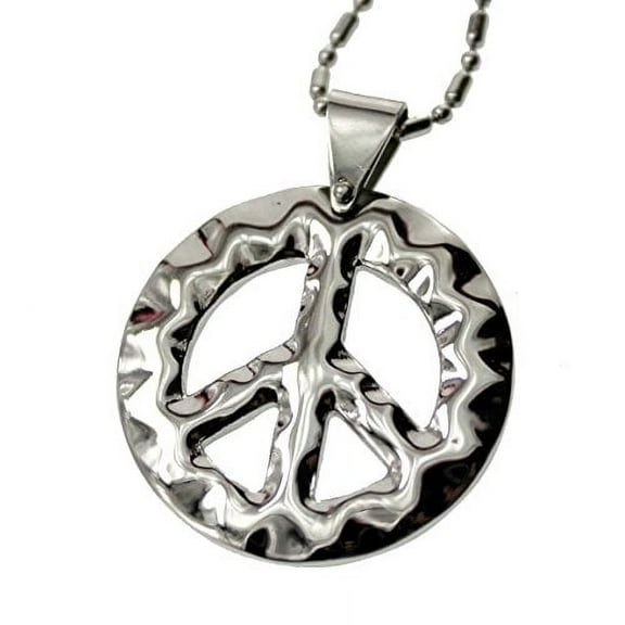 R.H. Jewelry Stainless Steel Pendant Shiny Peace Symbol Necklace