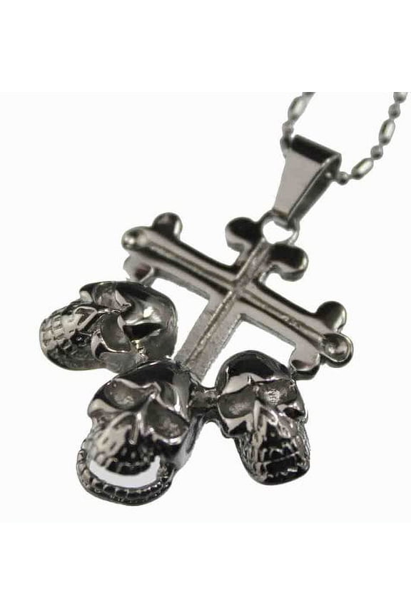 , Stainless Steel Pendant Skull Crossbones Necklace