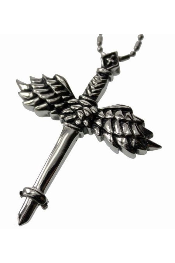 Stainless Steel Pendant Winged Sword Necklace