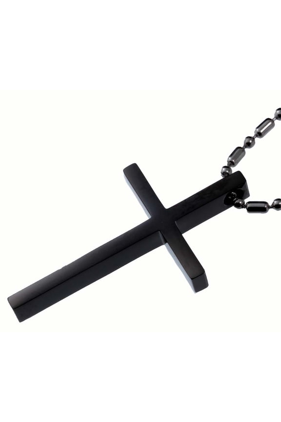 R. H. Jewelry Stainless Steel Simple Black Cross Pendant Necklace
