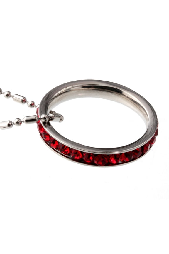 Stainless Steel Small 3mm Eternity Red Cz Stone Rings Size 7