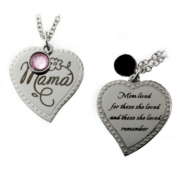 R.H. Jewelry Stainless Steel The Mother Memory Heart Pendant Necklace