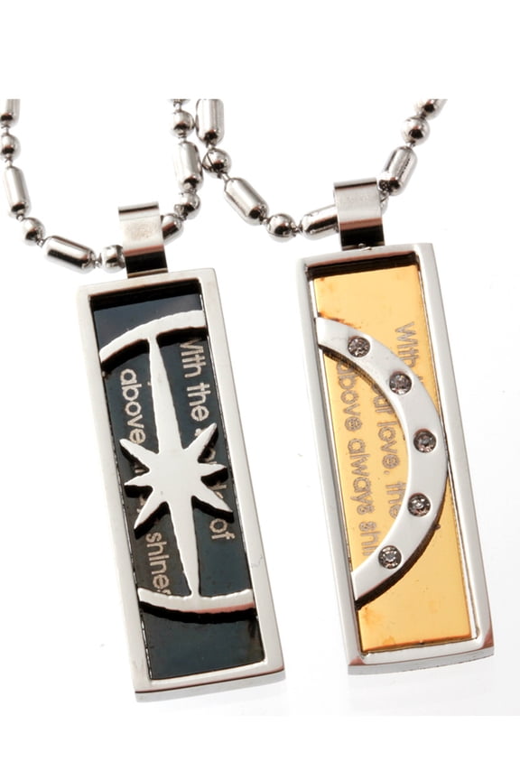 The Moon And Star Meant to Be Together Couple Two Piece Set Pendant Necklace