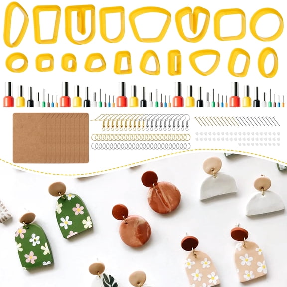 MALLMALL6 DIY Earring Clay Cutter Mold Set, Jewelry Making Kit for Teens Women, 128 pack