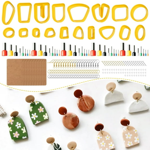 MALLMALL6 Plastic Polymer Clay Cutters Set Earring Jewelry Making Kit For Teens women, 128Pcs