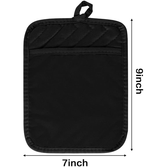 MALLMALL6 Cotton Pot Holder Set, Black, 6 Pack