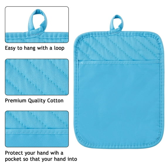 R HORSE 6Pcs Pot Holder with Pocket for Kitchen Black Pocket