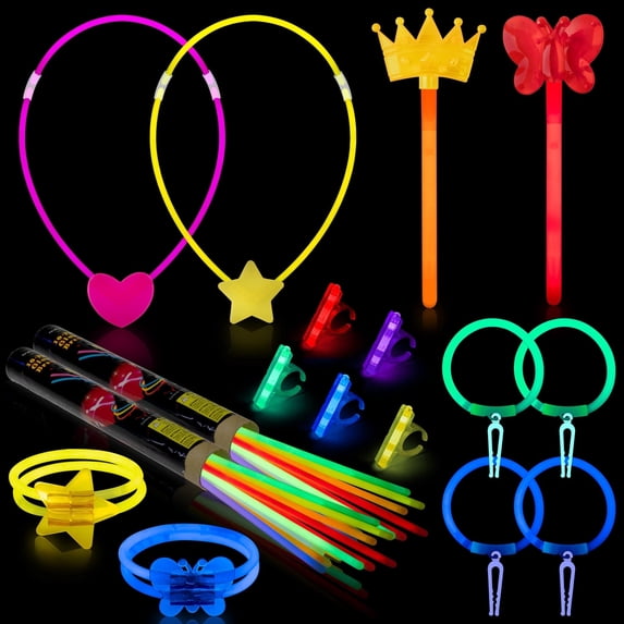 MALLMALL6 Glow Sticks Party Favors,Diy Shiny Necklaces Bracelets Rings,80Counts