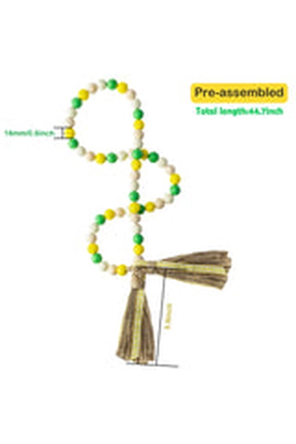 Wood Bead Garland with Tassel, 1 Pack, 41.33 Inch
