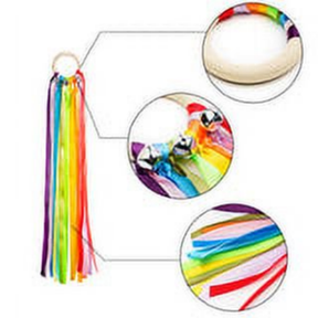 Haooryx Ribbon Hand Kite Toy Including Rainbow Black&White Ribbon, 2 Pack