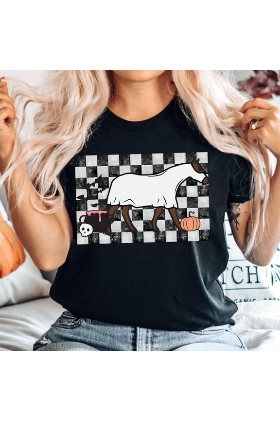 R Halloween Horse S1Hirt Spooky Horse Lover T1EE Pumpkin Horse hirt Gift For Horse Owner Youth Ghost Equestrian S1Hirt Horse Trainer T1EE