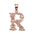 thumbnail image 1 of R INITIAL IN CELTIC KNOT PATTERN ROSE GOLD PENDANT NECKLACE WITH DIAMOND :  10K  Pendant with 16" chain, 1 of 1