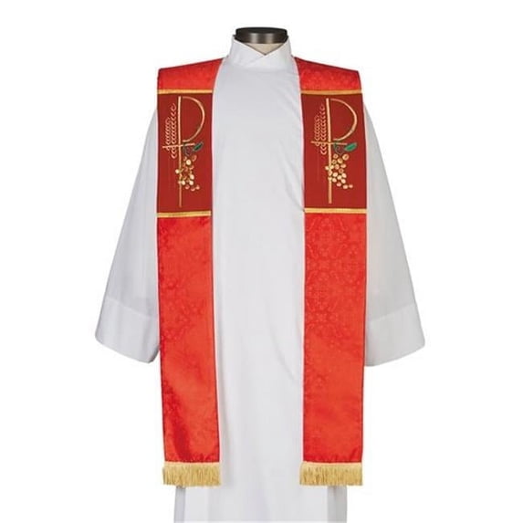 R. J. Toomey 139899 Eucharistic Jacquard Collection Overlay Stole, Red - 5.5 x 110 in.