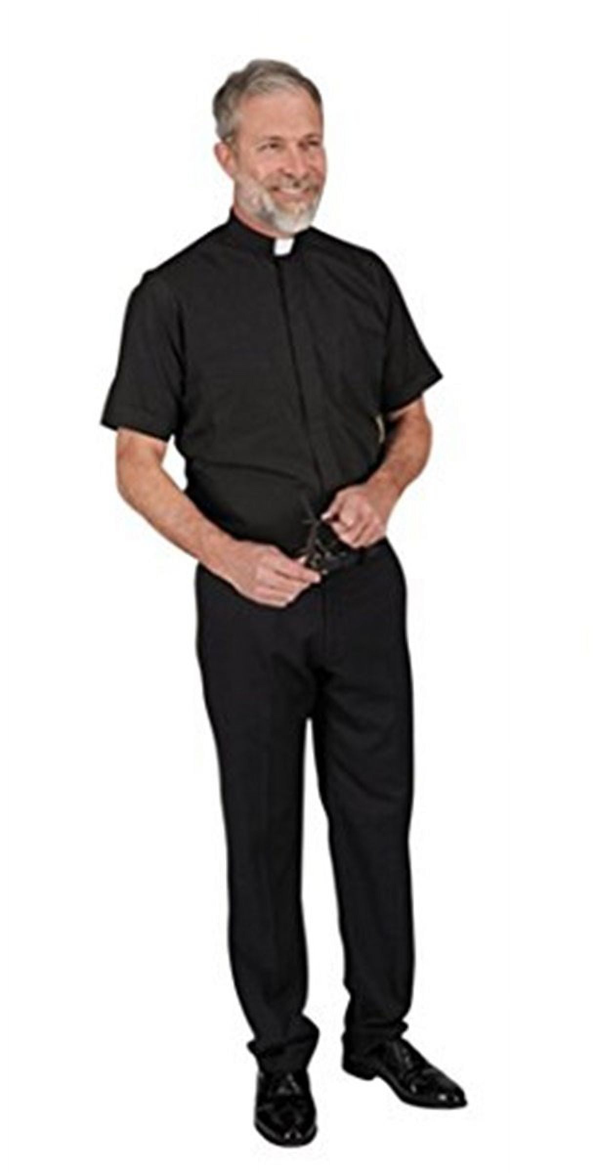R.J. Toomey Mens Summer Comfort Short Sleeve Clergy Shirt Black