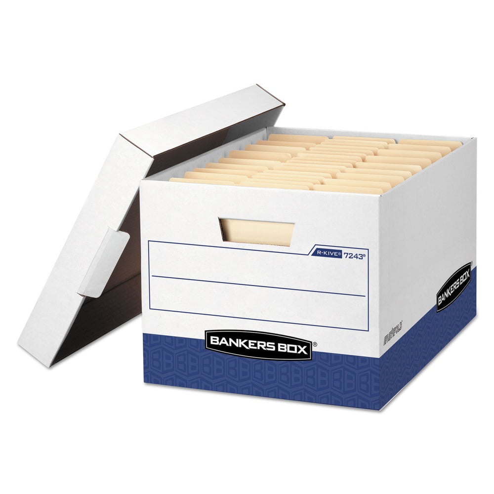 Heavy-Duty White and Blue Corrugated Paper Storage Box