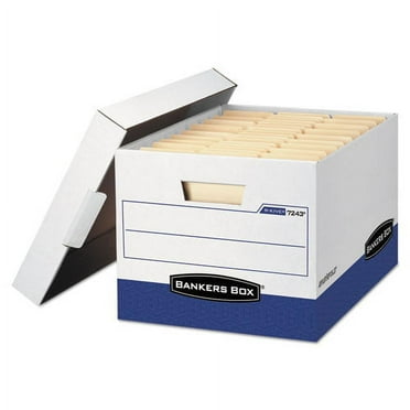 R-Kive Heavy-Duty Storage Boxes, Letter/legal Files, 12.75" X 16.5" X 10.38", White/blue, 4/carton | Bundle of 2 Cartons