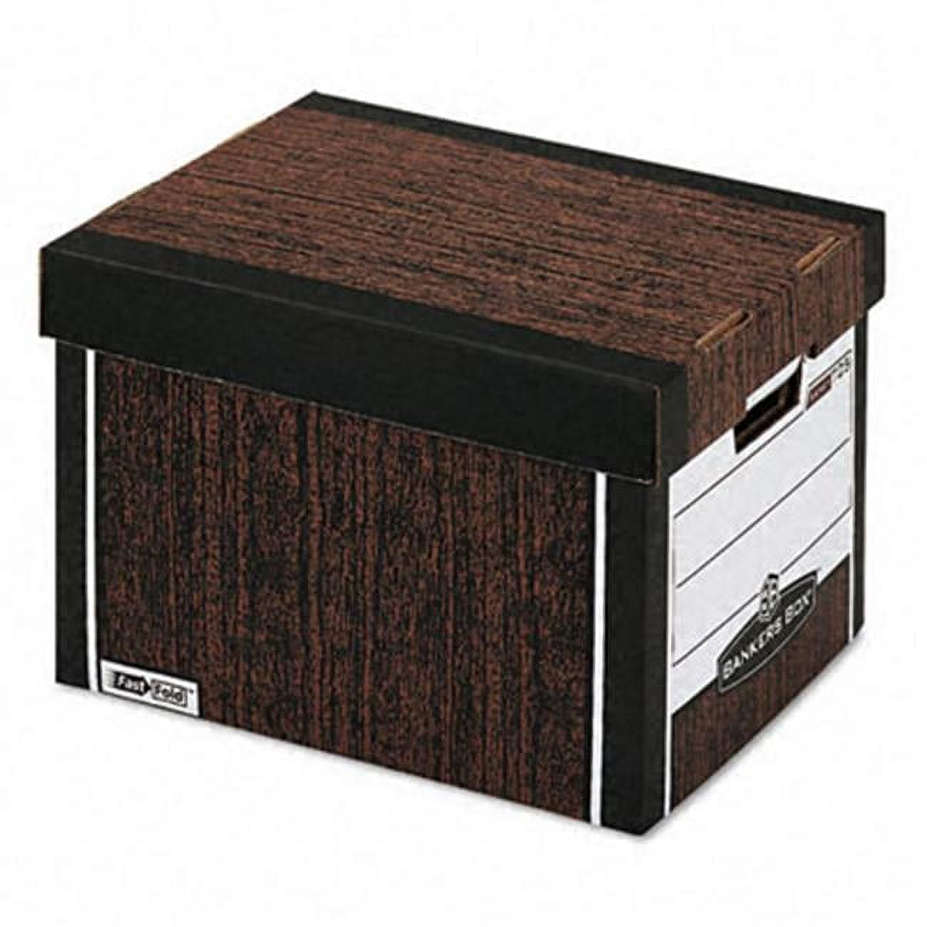 Heavy-Duty Woodgrain Letter/Legal Storage Box with Lift-Off Lid