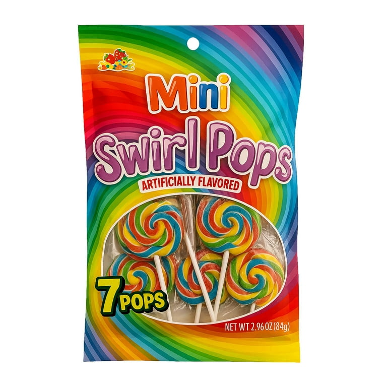 R.L. Albert Mini Swirl Pops Rainbow Lollipops 7 Count 2.96 oz Bag