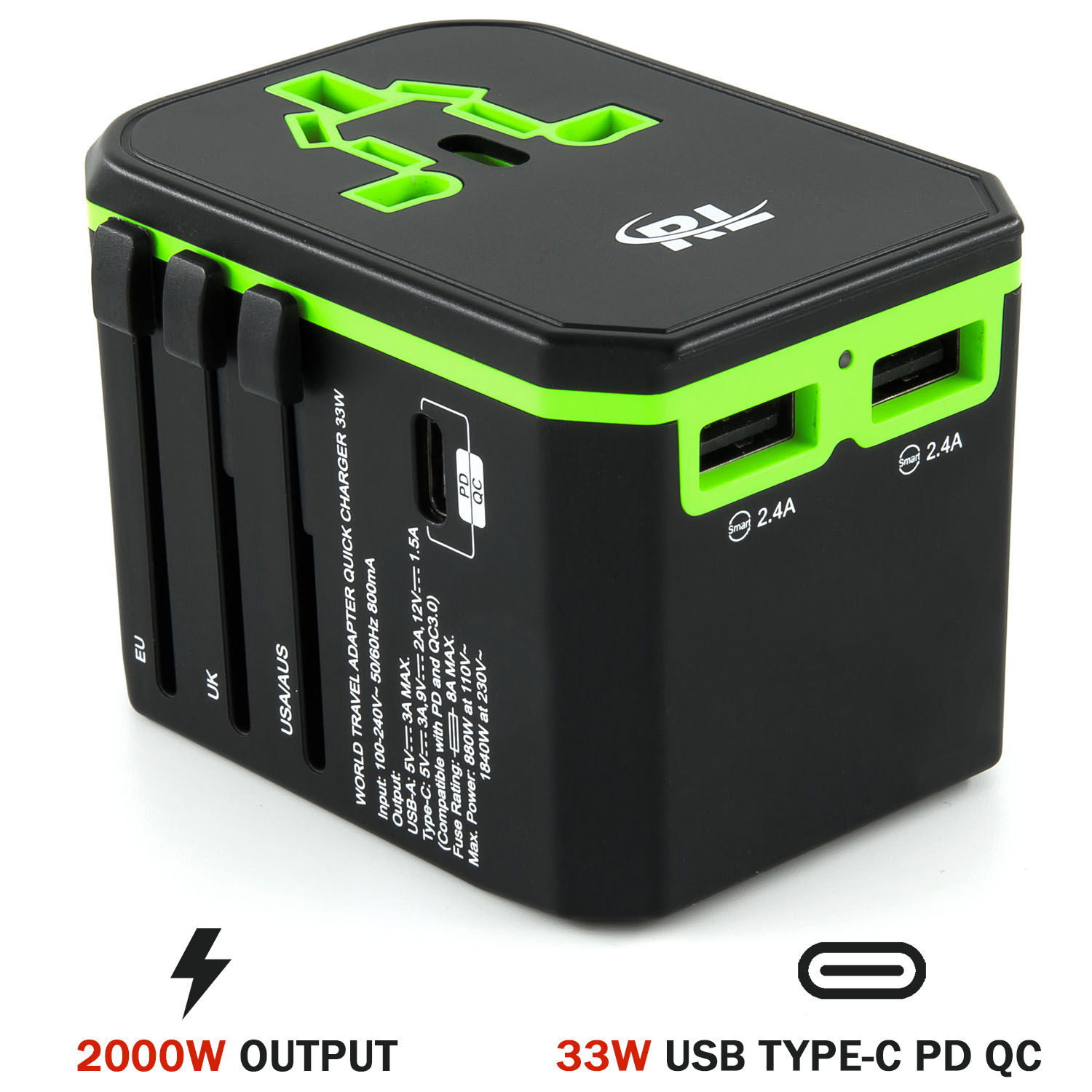 R&L Travel Adapter, Universal International Power Adapters with Two USB ...