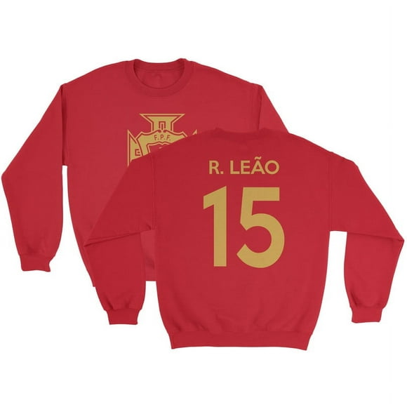 R. Leao 15 Jersey Style - Portugal Soccer Cup Fan Unisex Crewneck Sweatshirt (Red, Small)