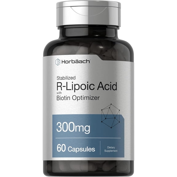 R Lipoic Acid 300mg Stabilized | 60 Capsules | Plus Biotin Optimizer | by Horbaach