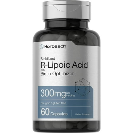R Lipoic Acid 300mg Stabilized | 60 Capsules | Plus Biotin Optimizer | by Horbaach