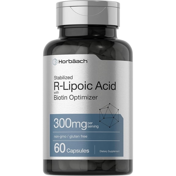 R Lipoic Acid 300mg Stabilized | 60 Capsules | Plus Biotin Optimizer | by Horbaach