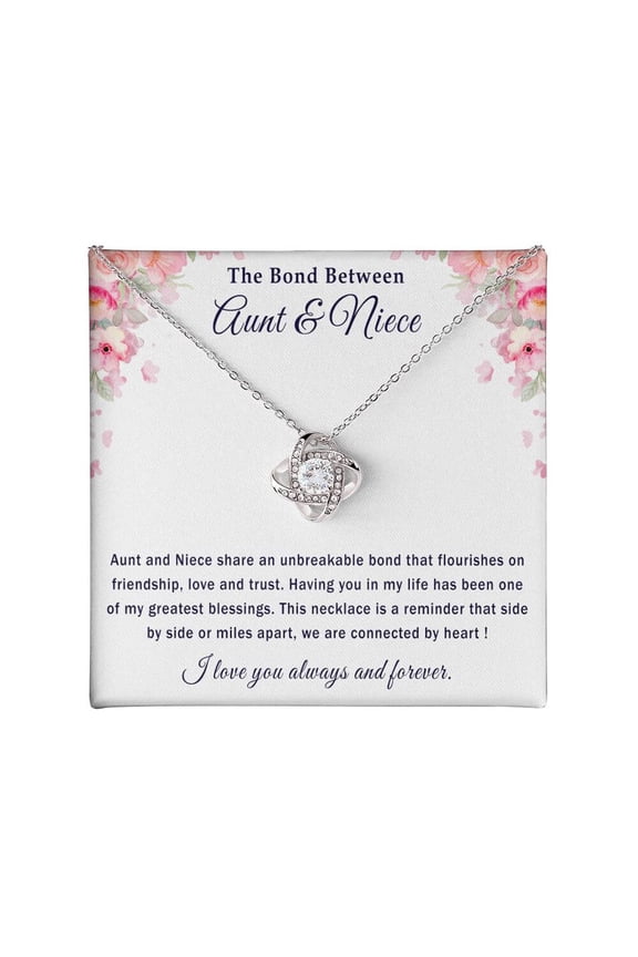 R Love Knot Necklace - Aunt And Niece Birthday, Mother'S Day, - And Card Included #328, White Love Knot Necklace