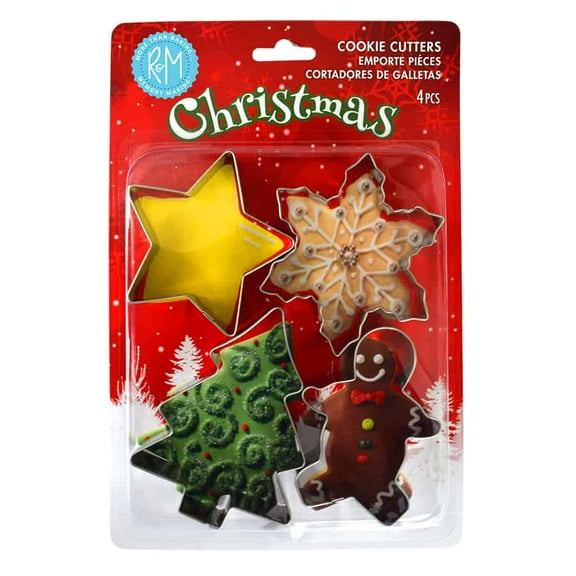 R&M International Christmas 4 PC Cookie Cutter Set Carded
