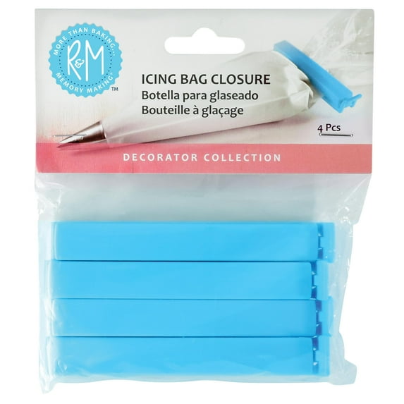 R & M International Icing Bag of Closure Clips, 4'', Set of 4, One Size, Blue