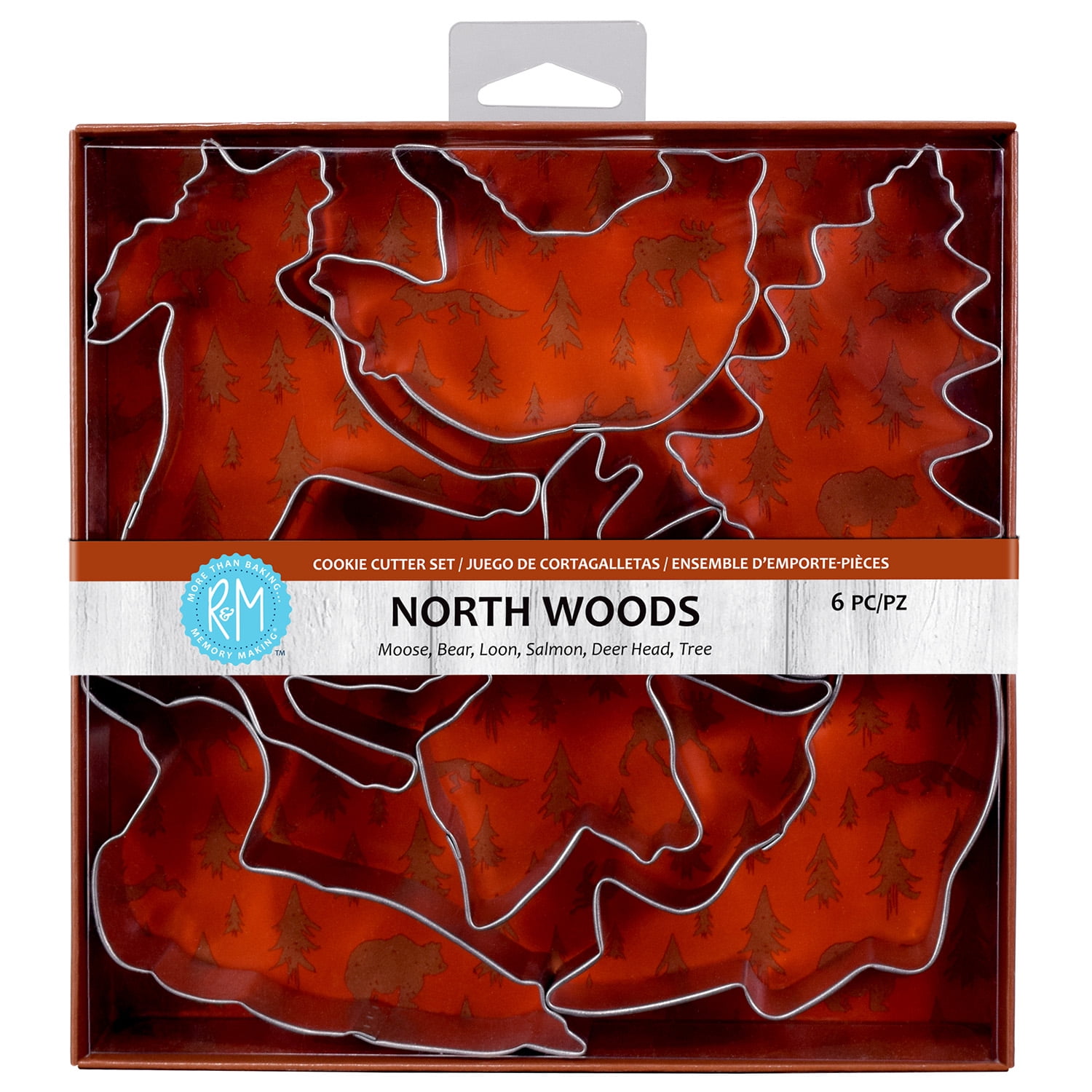 R & M International Formine Per Biscotti Northwoods Nature - Set Con Cervo, Alce, Orso, Albero, Loon, Salmone - 3
