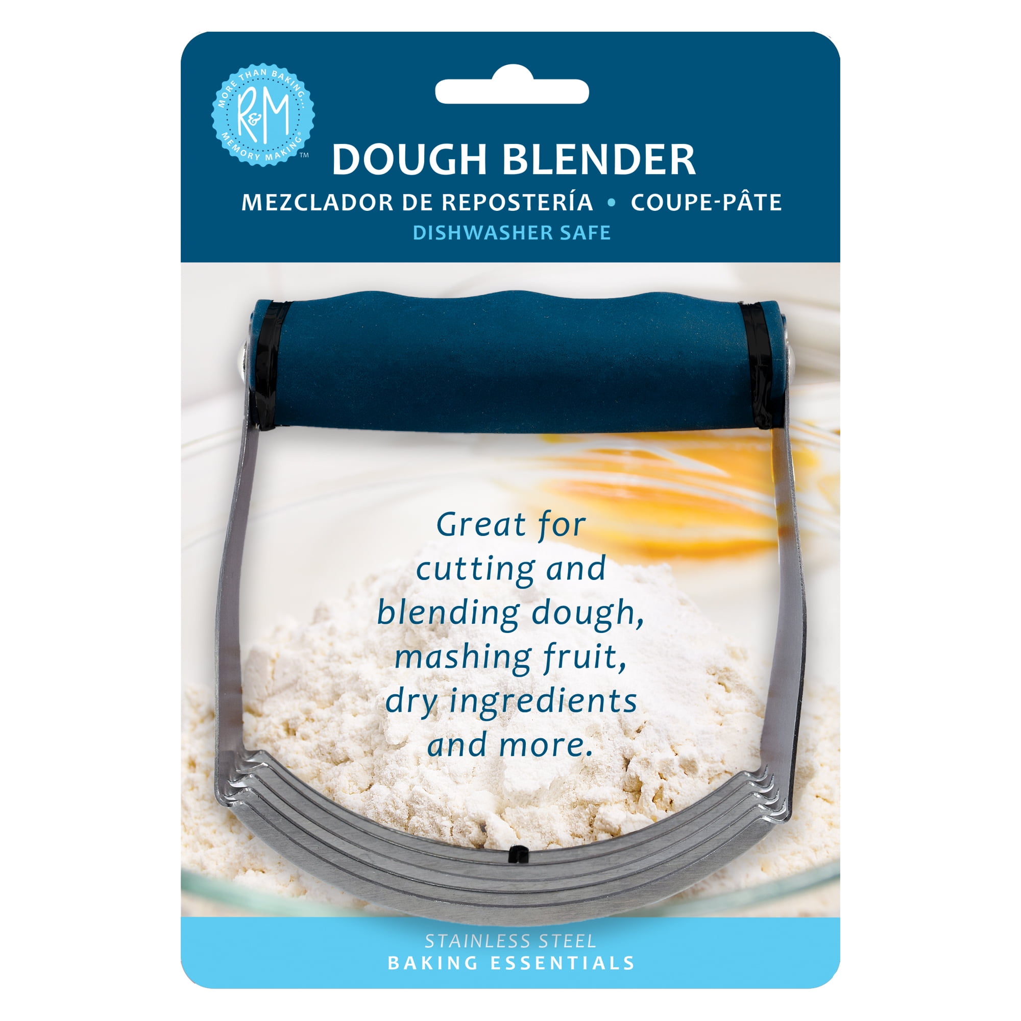 Stainless Steel Dough Blender with Non-Slip Blue Handle