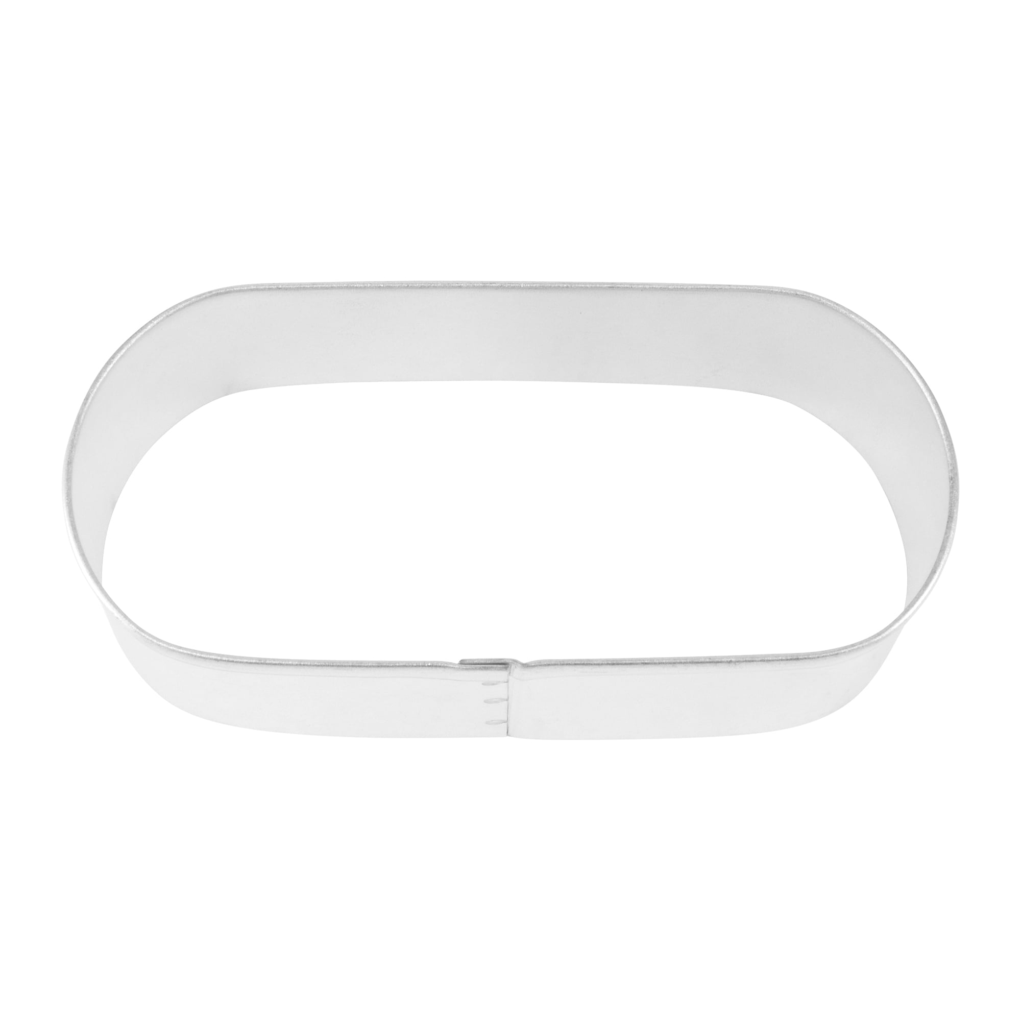 Durable Silver Metal Oblong Cookie Cutter 3.5 x 1.75 inches