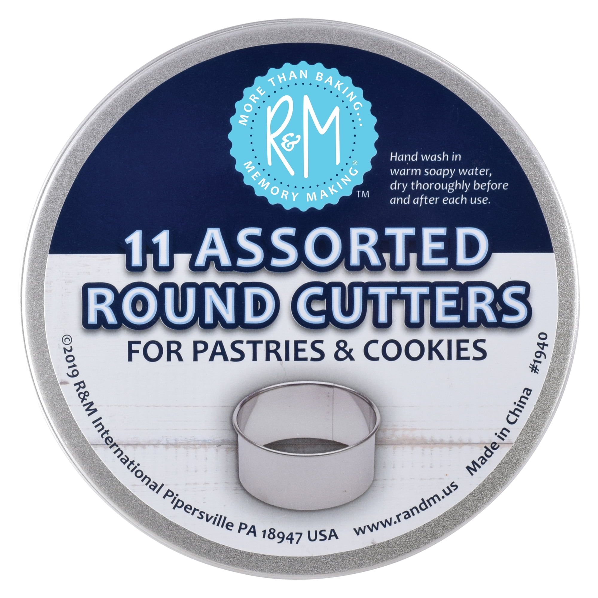 11-Piece Stainless Steel Round Cookie and Pastry Cutter Set