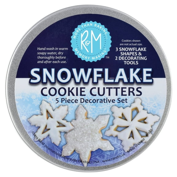 R&M International Snowflake Cookie Cutter 5 Piece Set In Can