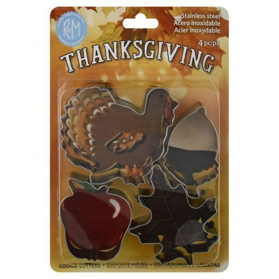 R&M International Thanksgiving 4PC Cookie Cutter Set Carded