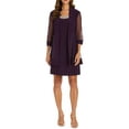 thumbnail image 1 of R&M RICHARDS $89 Womens New 1574 Purple Beaded Sleeveless Shift Dress 8 B+B, 1 of 4
