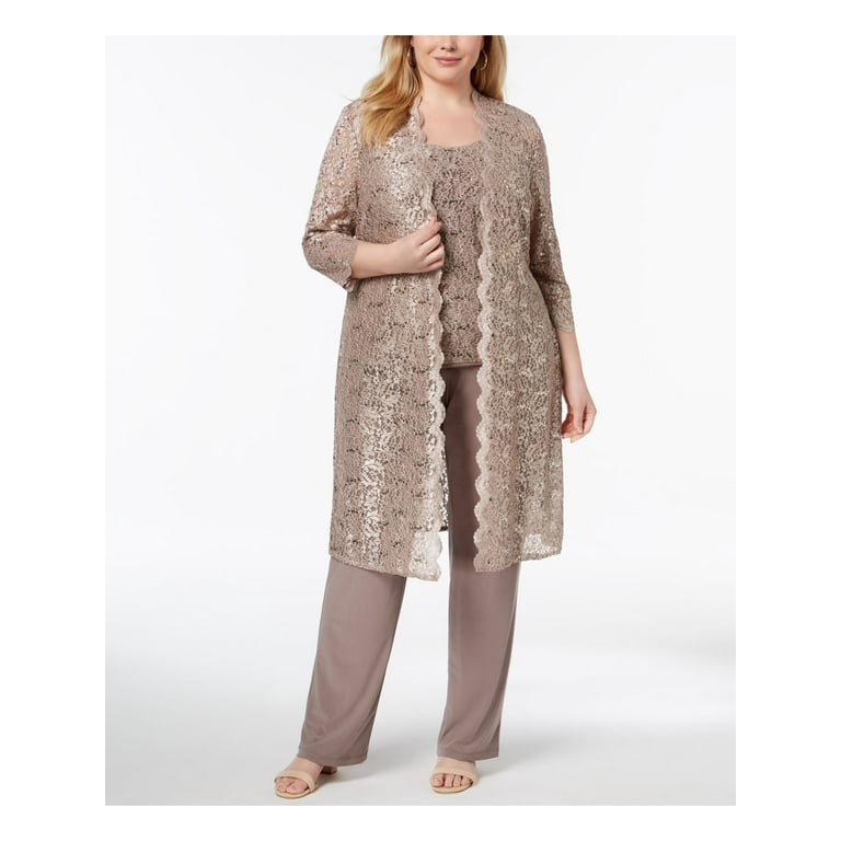 R M RICHARDS Womens Beige Evening Pant Suit Plus Size 16W Walmart