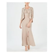 R&M RICHARDS Womens Beige Sleeveless Jewel Neck Shift Formal Dress Size: 6